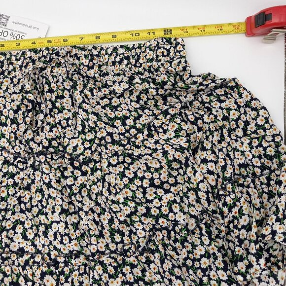 Women's High Waist Ruffle Skirt Flower Daisey Print Size M Alelly - Picture 8 of 9